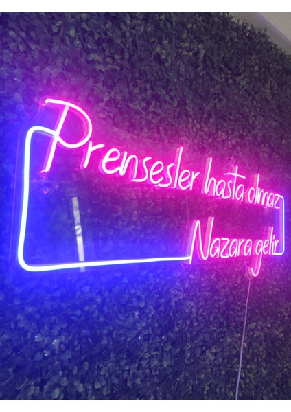 Prensesler Hasta Olmaz Nazara Gelir Güzellik Merkezi Kuaför Neon Yazı TABELA(80X30CM) fiyatları