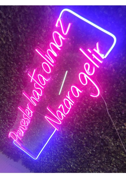 Prensesler Hasta Olmaz Nazara Gelir Güzellik Merkezi Kuaför Neon Yazı TABELA(80X30CM) modelleri