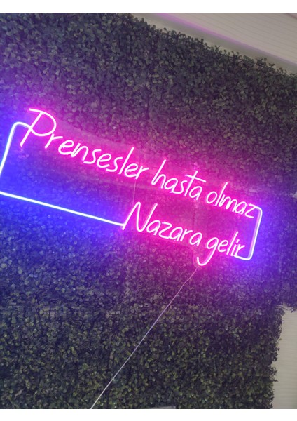 Prensesler Hasta Olmaz Nazara Gelir Güzellik Merkezi Kuaför Neon Yazı TABELA(80X30CM) fırsatları