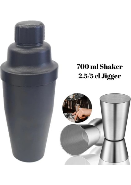 Shaker 700 ml + Jigger 2.5/5 cl Kokteyl Ölçeği Bartender Kokteyl Seti Kokteyl Hazırlama Seti
