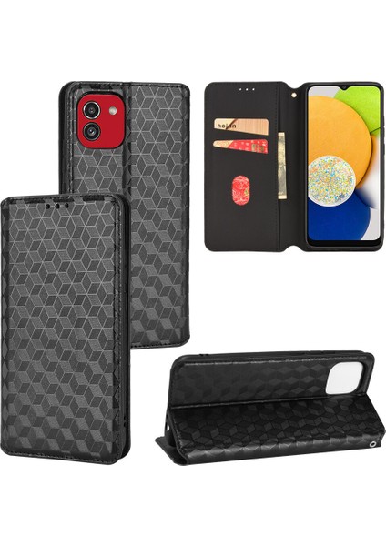 Ile Uyumlu Samsung Galaxy A03 Telefon Kılıfı Cüzdan Hakiki Deri Darbeye Dayanıklı Tpu Kılıf Standı Dayanıklı Flip Kitap Katlanır Telefon Kılıfı (Yurt Dışından)