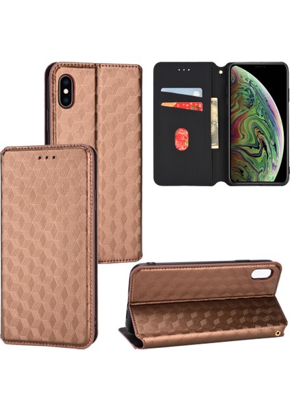 Ile Uyumlu iPhone Xs Max Telefon Kılıfı Cüzdan Hakiki Deri Darbeye Dayanıklı Tpu Kılıf Standı Dayanıklı Flip Kitap Katlanır Telefon Kılıfı (Yurt Dışından)