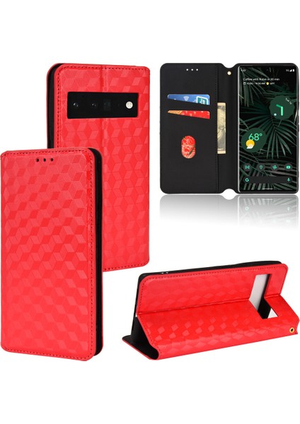 Ile Uyumlu Google Pixel 6 Telefon Kılıfı Cüzdan Hakiki Deri Darbeye Dayanıklı Tpu Kılıf Standı Dayanıklı Flip Kitap Katlanır Telefon Kılıfı (Yurt Dışından)