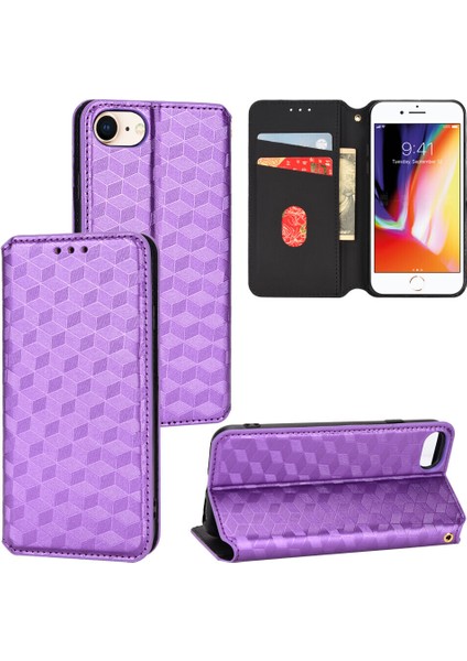 Ile Uyumlu iPhone 7/8/se2/se3 Telefon Kılıfı Cüzdan Hakiki Deri Darbeye Dayanıklı Tpu Kılıf Standı Dayanıklı Flip Kitap Katlanır Telefon Kılıfı (Yurt Dışından)