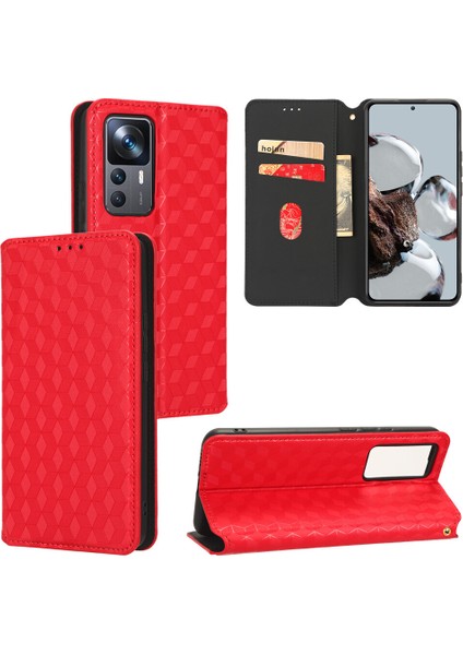Ile Uyumlu Xiaomi Mi 12T/12T Pro Telefon Kılıfı Cüzdan Hakiki Deri Darbeye Dayanıklı Tpu Kılıf Standı Dayanıklı Flip Kitap Katlanır Telefon Kılıfı (Yurt Dışından)