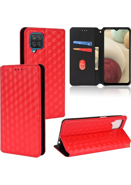 Ile Uyumlu Samsung Galaxy A12 Telefon Kılıfı Cüzdan Hakiki Deri Darbeye Dayanıklı Tpu Kılıf Standı Dayanıklı Flip Kitap Katlanır Telefon Kılıfı (Yurt Dışından)