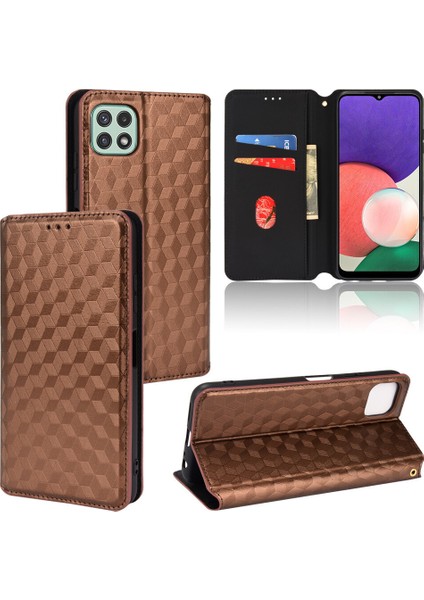 Ile Uyumlu Samsung Galaxy A22 5g Telefon Kılıfı Cüzdan Hakiki Deri Darbeye Dayanıklı Tpu Kılıf Standı Dayanıklı Flip Kitap Katlanır Telefon Kılıfı (Yurt Dışından)