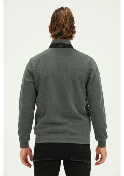 Gri Fermuarlı Içi Astarlı Regular Fit Erkek Dik Yaka Selanik Hırka fırsatları