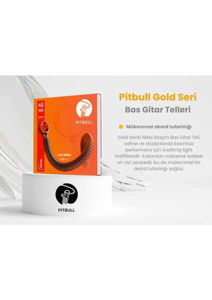 Pitbull Strings Gold Seri Geb-4 L Light Takım Tel Bas Gitar Teli 45-100