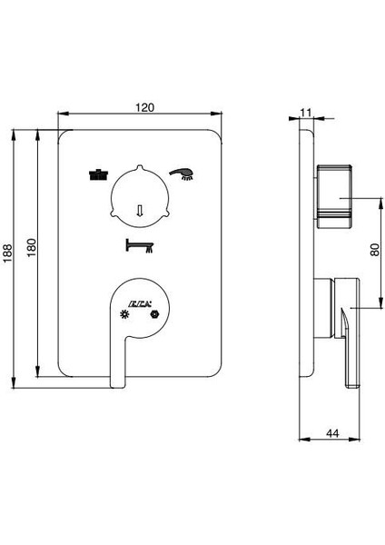 Icon Ankastre Banyo Bataryası 2 Parça Set / 3 Yollu (102167301H-K+102166301) modelleri