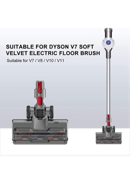 Elektrikli Turbo Rulo Fırça Kafası V7 V8 V10 V11 Elektrikli Süpürge Fırça Parçaları Aksesuarları LED Işıkları ile (Yurt Dışından) modelleri