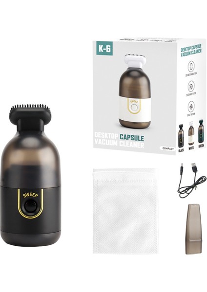 Masaüstü Temizleme Masaüstü Mini Elektrikli Süpürge Taşınabilir El Temizleme Makinesi Ofis Araç Ev Kablosuz Siyah (Yurt Dışından)