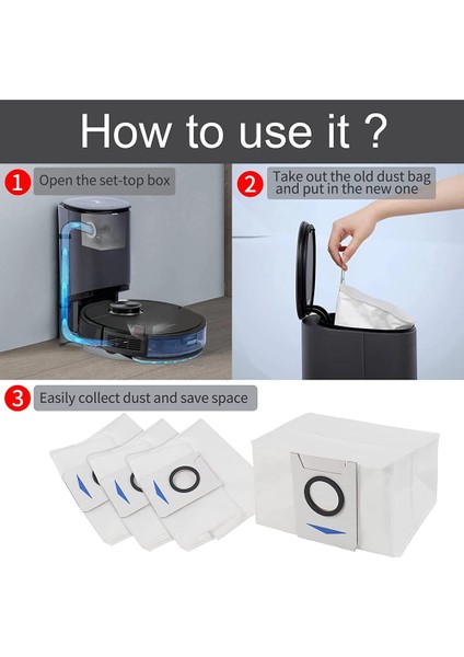 Deebot X1 Omni Otomatik Boşaltma Istasyonu Için 3'lü Paket Tek Kullanımlık Toz Torbası (Yurt Dışından)