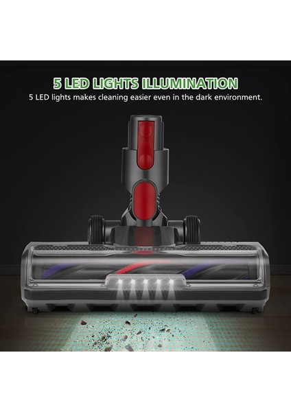 V7 V8 V10 V11 V15 Elektrikli Süpürge Için Parke Zemin Elektrikli Süpürge Setleri, 5 LED Farlı, Silindir Temizleme Kafası (Yurt Dışından)
