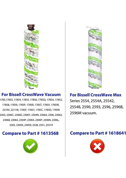 Crosswave 2306A ve Crosswave 1785 Serisi Için 2'li Paket 2460 Çok Yüzeyli Fırça Rulosu, 1613568 (Yurt Dışından) modelleri