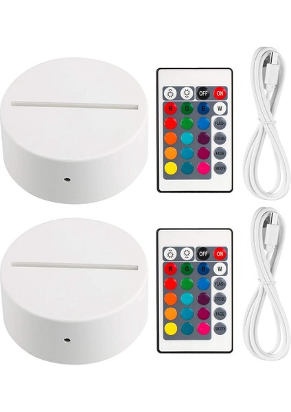 2 Paket 3D Gece LED Işık Lamba Tabanı + Uzaktan Kumanda + USB Kablosu, Akrilik Beyaz Için 16 Renk Işık Gösterisi Ekran Standı (Yurt Dışından)
