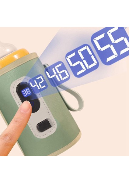 USB Süt Su Isıtıcı Seyahat Arabası Yalıtımlı Çanta Dijital Ekran Bebek Biberon Isıtıcı Açık Kış-Pembe (Yurt Dışından)