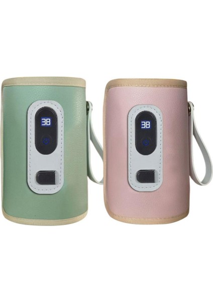 USB Süt Su Isıtıcı Seyahat Arabası Yalıtımlı Çanta Dijital Ekran Bebek Biberon Isıtıcı Açık Kış-Pembe (Yurt Dışından)