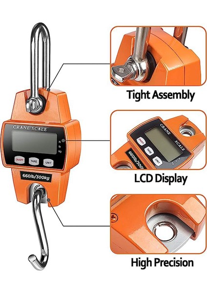 Dijital Asılı Terazi 660 Lb 300 kg - Ağır Hizmet Su Geçirmez Balık Pulu Avcılık Çiftlik Bisikleti Yay Balık Ağırlığı Balıkçılık Terazisi (Yurt Dışından) indirimleri