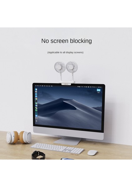 Ofis Öğrencileri Sınıf Yurdu Için Taşınabilir Fan Ekran Fanı Asılı Ekran USB Elektrikli Çift Fan -Beyaz (Yurt Dışından)
