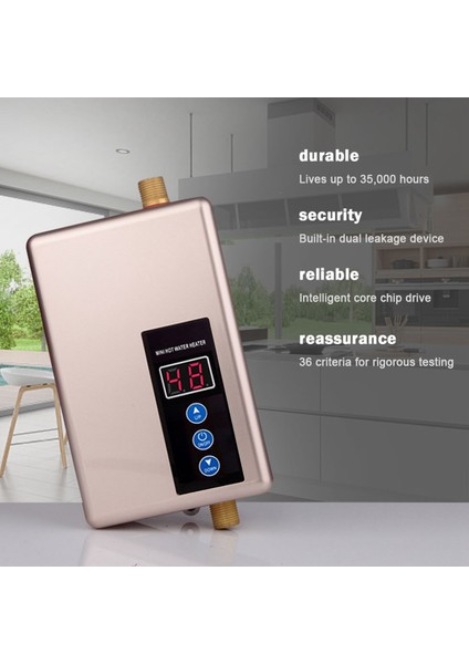 5500W Elektrikli Şofben 220V Anlık Tanksız Anında Inverter Su Isıtıcı Hızlı Isıtma Su Kazanı Siyah (Yurt Dışından)