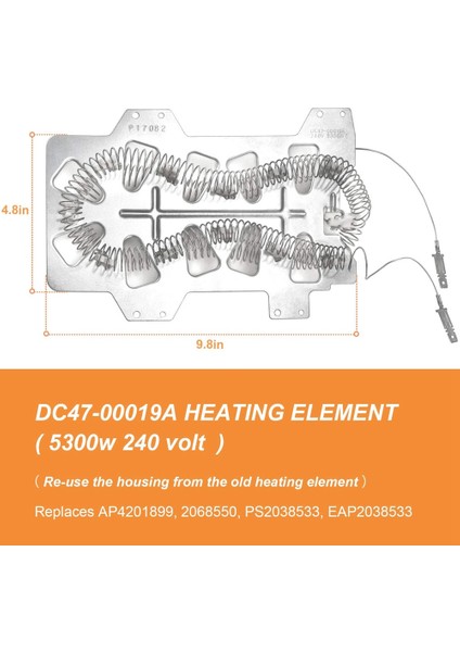 DC47-00019A AP4201899 Kurutucu Isıtma Elemanlarının Değiştirilmesi DV45H7000EW/A2 DV48H7400EW/A2 DV42H5000EW/A3 (Yurt Dışından)