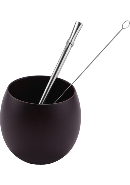 Ahşap Yerba Mate Çay Seti El Yapımı Doğal Ahşap Kahve Su Mate Kaşıklı Bardak Bombilla Fırça 200 ml (Derin) (Yurt Dışından)