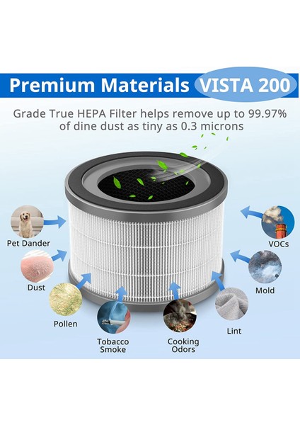 Vista 200 Hava Temizleme Cihazı Için Yedek Filtre, H13 True Hepa Filtre, Aktif Karbon Filtre, Parça VISTA200-RF (Yurt Dışından) fiyatları