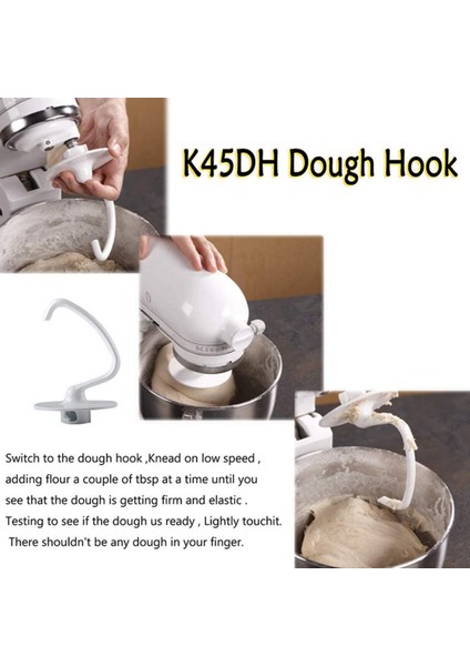 Hamur Kancası ve Esnek Kenar Çırpıcı/stand Mikser Parçaları 4.5-5 Qt Mutfak Robotu Aksesuarı Esnek Kenar Kase Kazıyıcı (Yurt Dışından) modelleri
