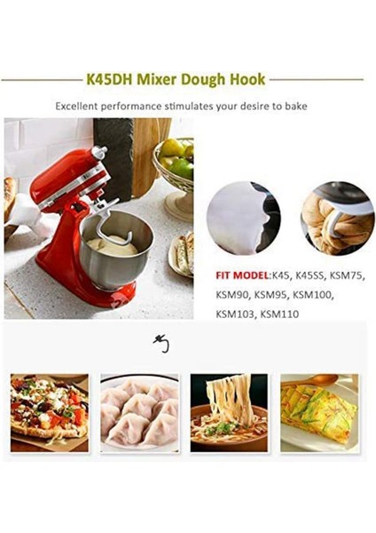 Hamur Kancası ve Esnek Kenar Çırpıcı/stand Mikser Parçaları 4.5-5 Qt Mutfak Robotu Aksesuarı Esnek Kenar Kase Kazıyıcı (Yurt Dışından) fırsatları