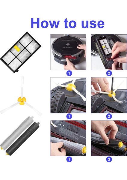 Hepa Filtreler ve Fırçalar Kiti 800 900 Serisi 860 870 880 890 960 Robotlu Süpürge Parçaları Aksesuarları (Yurt Dışından) modelleri