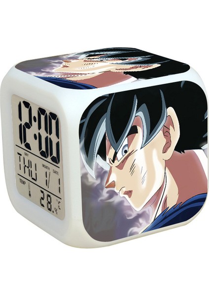 7 Renkli LED Kare Dijital Alarmlı Saat - Beyaz (Yurt Dışından)