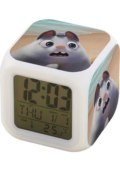 7 Renkli LED Kare Dijital Alarmlı Saat - Beyaz (Yurt Dışından)