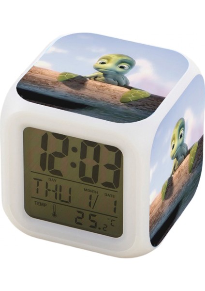 7 Renkli LED Kare Dijital Alarmlı Saat - Beyaz (Yurt Dışından)