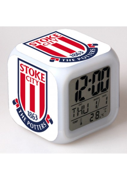 7 Renkli LED Kare Dijital Alarmlı Saat - Beyaz (Yurt Dışından)