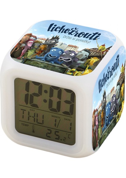 7 Renkli LED Kare Dijital Alarmlı Saat - Beyaz (Yurt Dışından)
