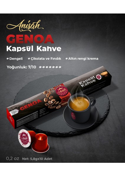 Anisah Coffee Kapsül Kahve Seti Nespresso Uyumlu 4 x 10'lu Bolivar Genoa Romeo ve Extra Aroma