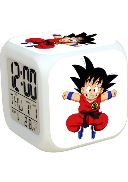 7 Renkli LED Kare Dijital Alarmlı Saat - Beyaz (Yurt Dışından)
