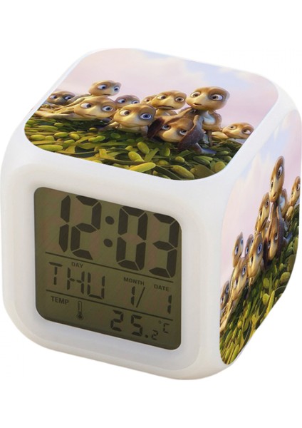 7 Renkli LED Kare Dijital Alarmlı Saat - Beyaz (Yurt Dışından)