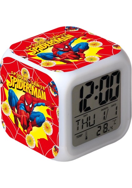 7 Renkli LED Kare Dijital Alarmlı Saat - Beyaz (Yurt Dışından)