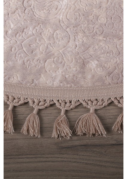 Nova Kahve Yuvarlak 120X120 cm Ponpon Saçaklı Kaymaz Tabanlı Makinede Yıkanabilir Banyo Paspası fiyatları