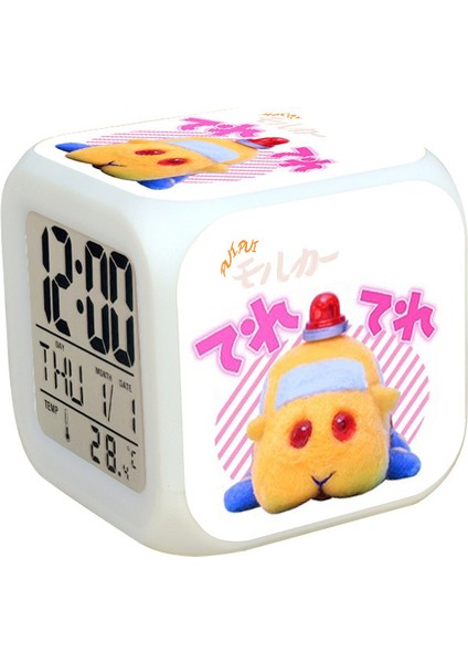 7 Renkli LED Kare Dijital Alarmlı Saat - Beyaz (Yurt Dışından)