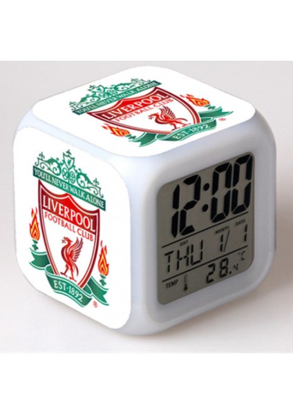7 Renkli LED Kare Dijital Alarmlı Saat - Beyaz (Yurt Dışından)
