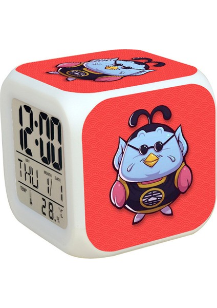 7 Renkli LED Kare Dijital Alarmlı Saat - Beyaz (Yurt Dışından)