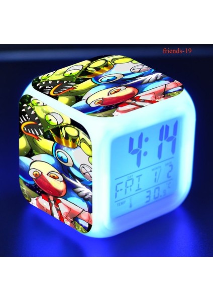 7 Renkli LED Kare Dijital Alarmlı Saat - Beyaz (Yurt Dışından)