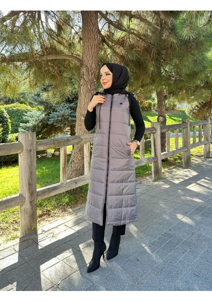 Şişme Kapitone Elyaf Dolum Kadın Kışlık Uzun Spor Yelek 50007 modelleri