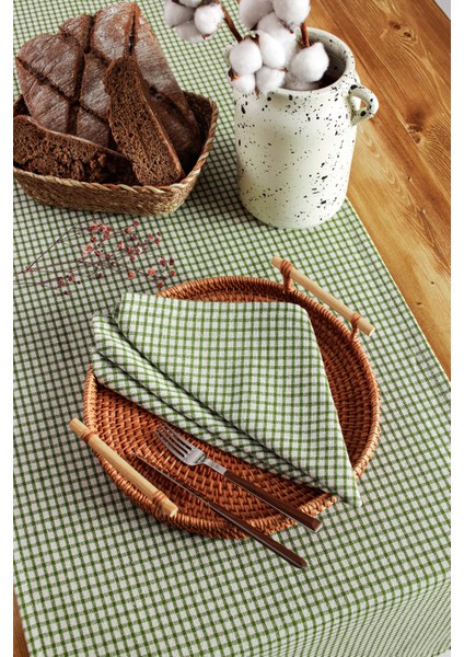 Arya | 6'lı Keten Piti Kareli Haki Peçete - Piknik Dekorasyonu 40 X 40 Cm fiyatları