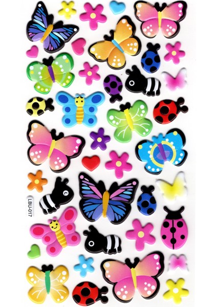 Sticker Kabartmalı Stiker Defter, Planlayıcı Etiket (LBU-017) - 17X9 cm - Kelebek