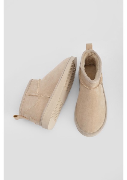 Kadın İçi Kürklü Günlük Bot Pasep Bej Süet