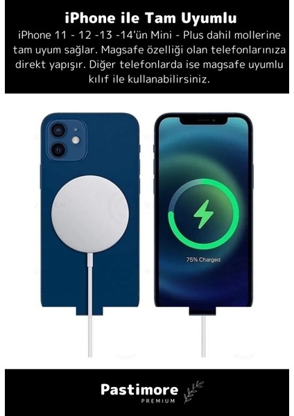 iPhone 11 12 13 14 15 Magsafe Kablosuz Hızlı Şarj Aleti Apple Tam Uyumlu Wireless Charger Adaptörü